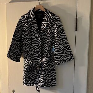 INC International Concepts Black and White Zebra Trench Coat